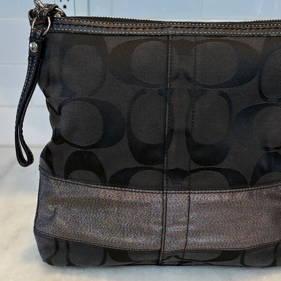 Coach Crossbody Bag Purse Handbag Signature Lurex Stripe File Swing Pack Bag - Picture 3 of 16